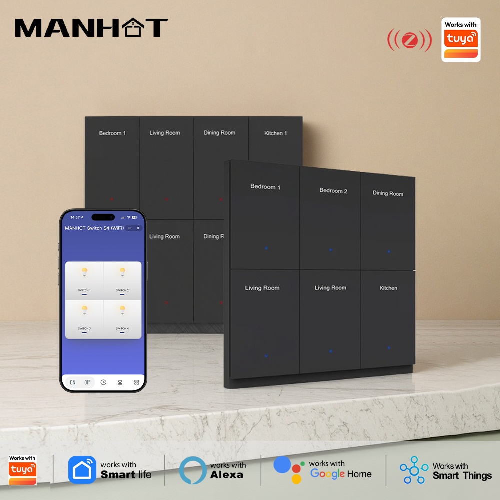 Smart Home Button - Interruptor de Luz Inteligente Zigbee Manhot