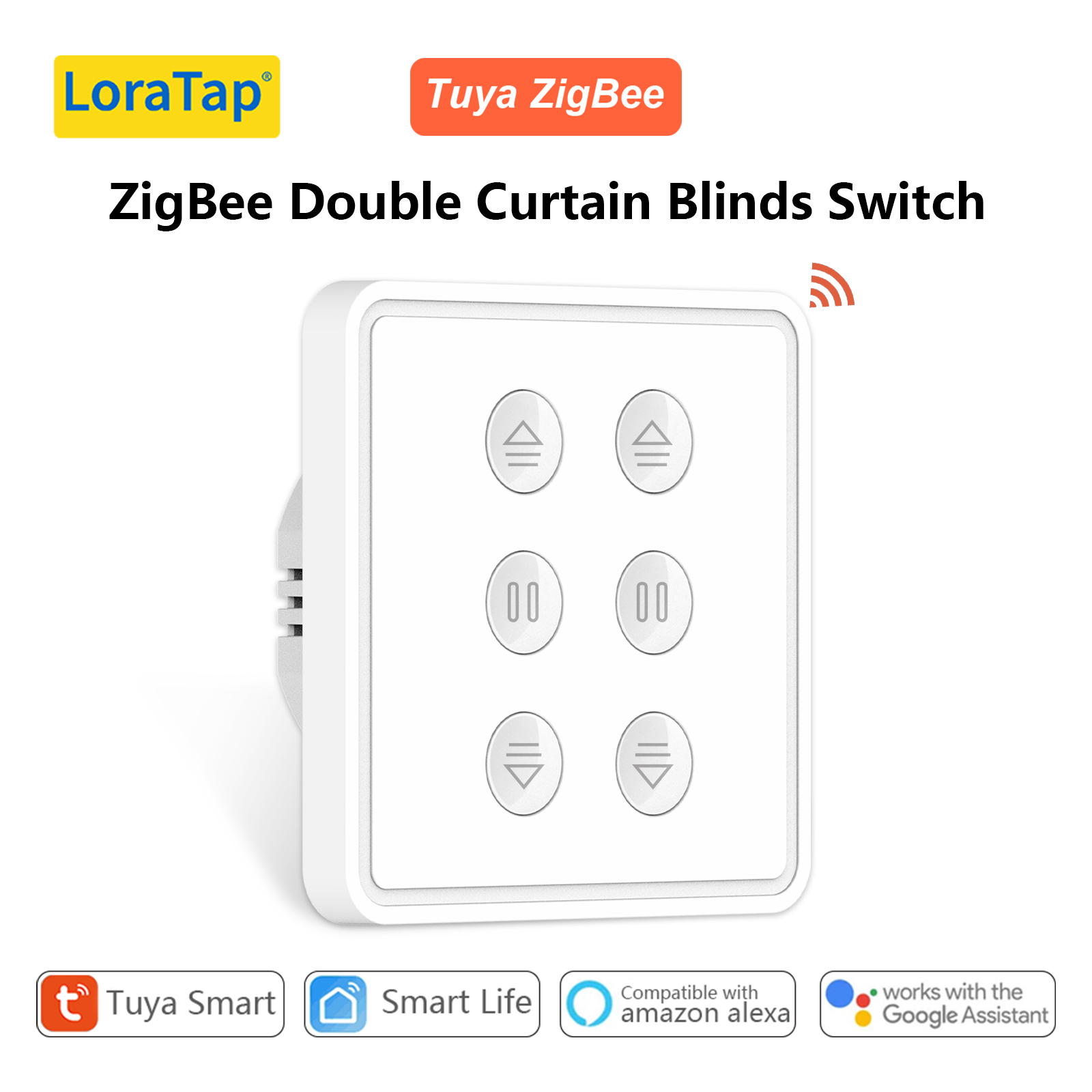 Smart Home Z Wave - Interruptor de Cortinas Dobles LoraTap Tuya