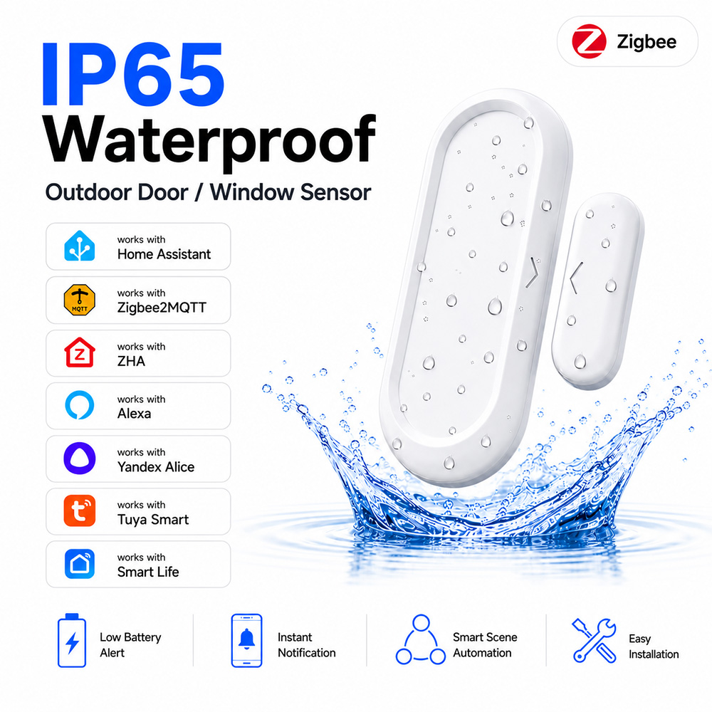 Smart Home Zigbee 3.0 - Sensor de Puerta y Ventana Impermeable