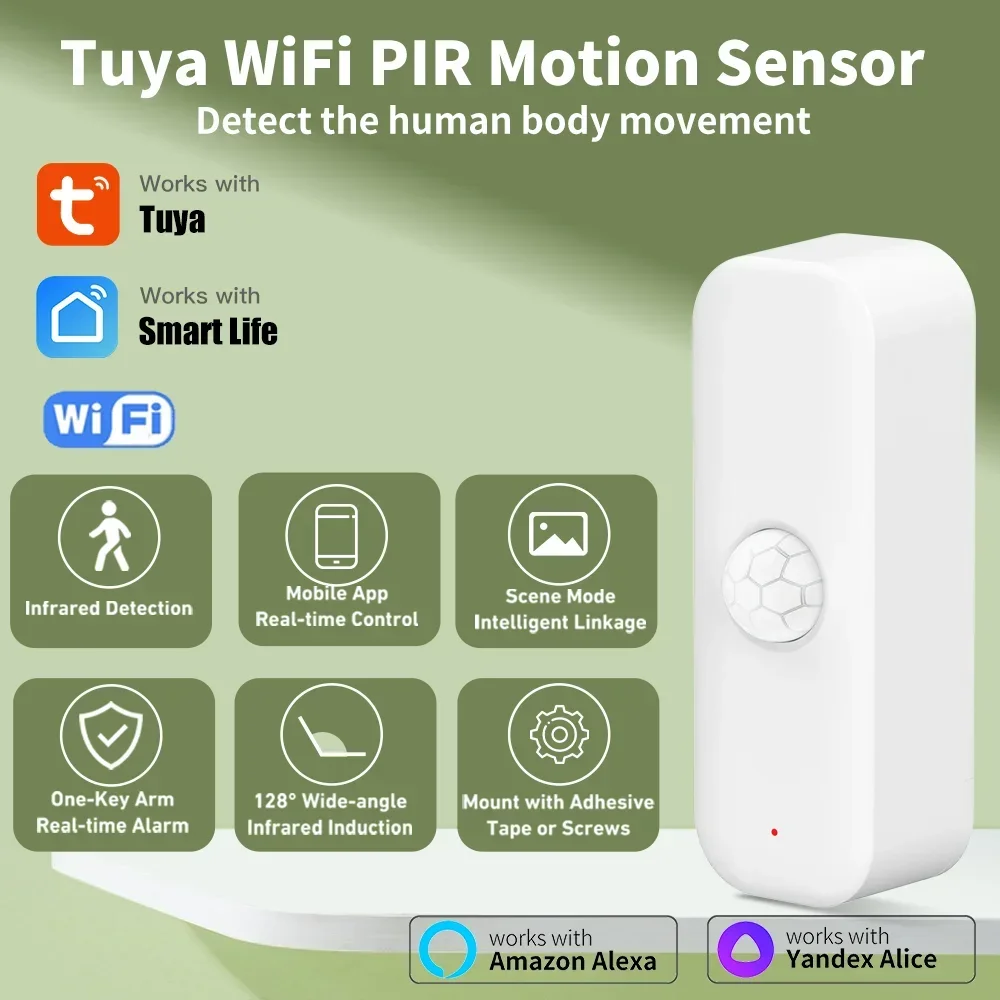 Smart Home Sistem - Tuya-Sensor de movimiento WiFI PIR, cuerpo