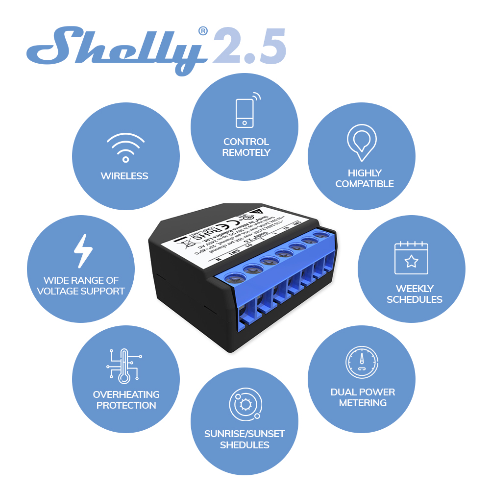 Shelly 2,5 hogar inteligente d - Smart Home Open Source reseña y precio